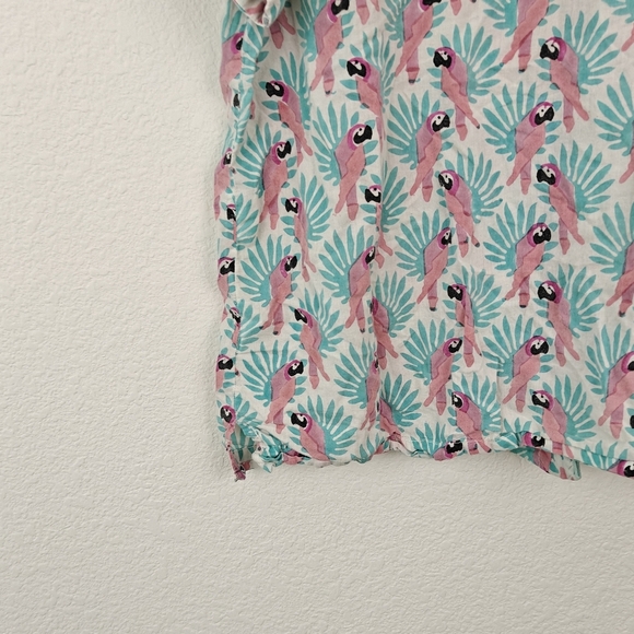 Roberta Roller Rabbit Parrot Printed Pajama Button Up Shirt Size LG Women's - Picture 10 of 12